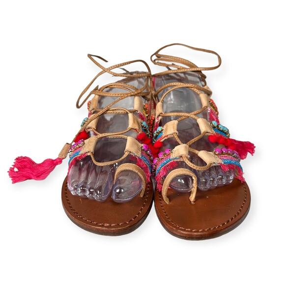 Schutz Women Patricia Leather Gladiator Ankle Wrap Flat Mule Sandals EU 38 US7.5 - Picture 3 of 6